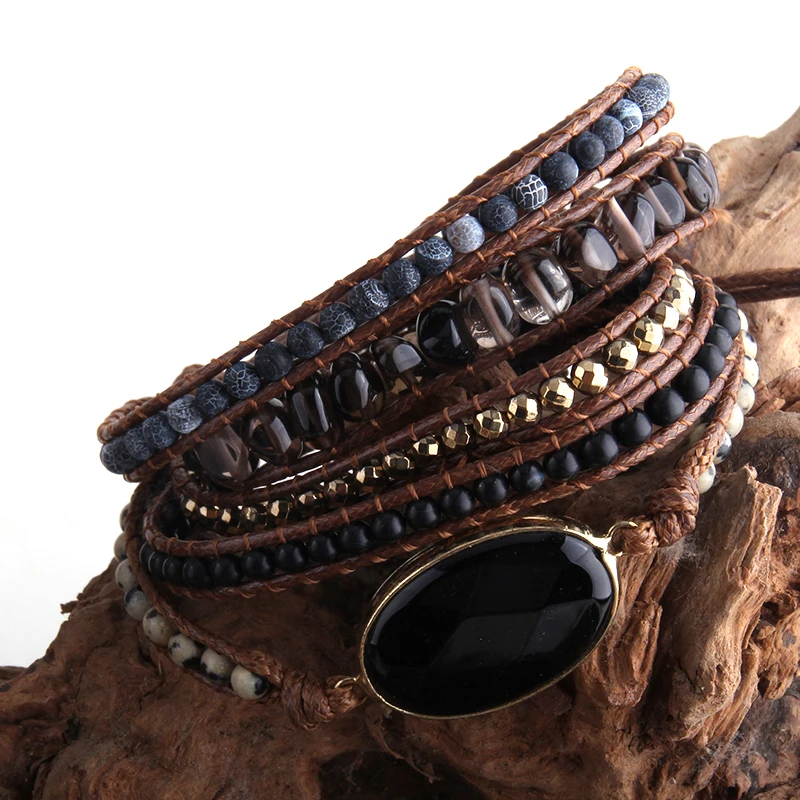 RH модные богемные ювелирные изделия браслет в стиле бохо и из бисера черные