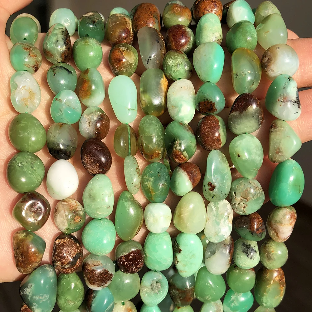 

8-10mm Natural Irregular Australian Chrysoprase Jades Loose Stone Beads For Jewelry Making DIY Bracelet Accessories 15''Inches