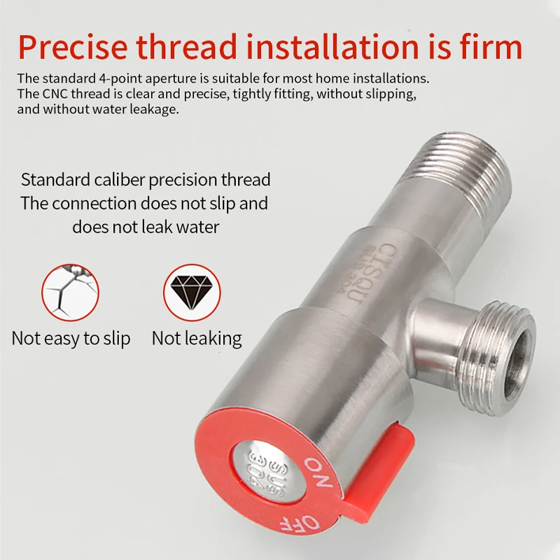 

SS304 Universal 1/2 '' Angle ValveFor Toilet, Kitchen Sink Faucet, Triangle, Hot And Cold Water, High Quality Material, Durable