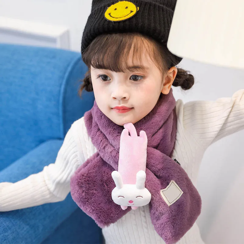 Шарф детский из кроличьего меха на осень-зиму |