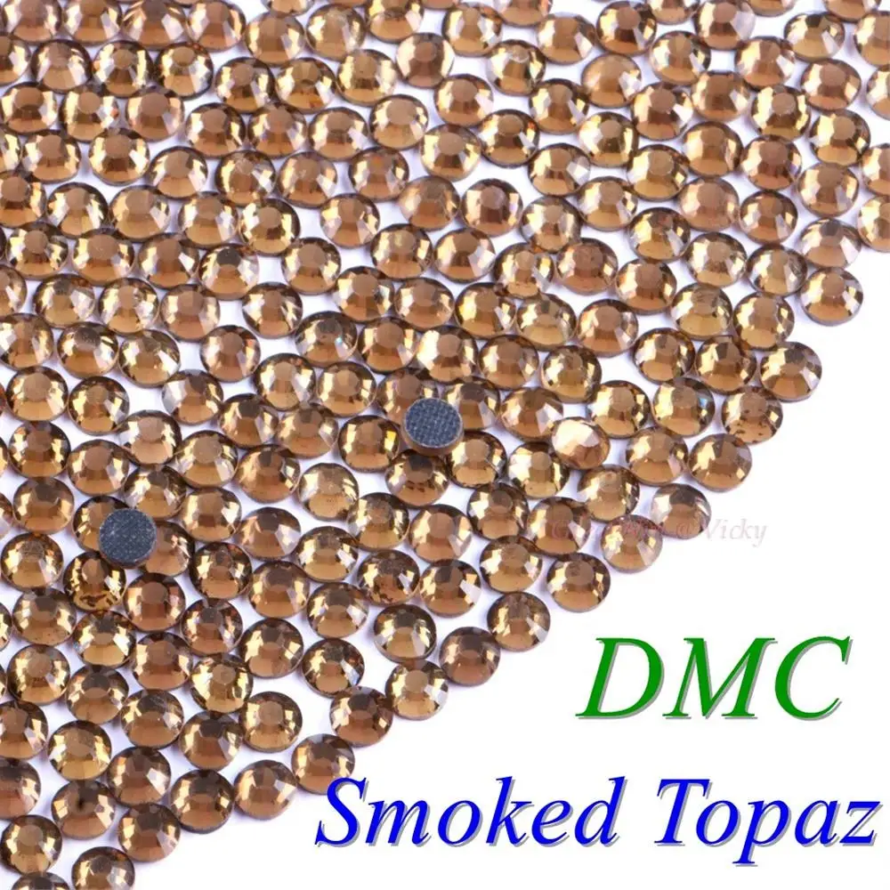 Стразы DMC для горячей фиксации всех цветов, SS6, SS10, SS16, SS20, SS30, стеклянные кристаллы, камни для горячей фиксации, приклеиваемые утюгом с плоским основанием - Цвет: Smoked Topaz