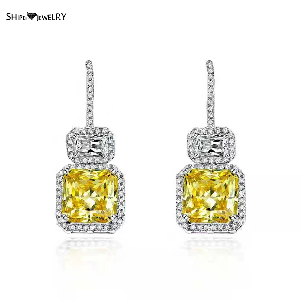 

Shipei 925 Sterling Silver 10*10 MM Created Moissanite Wedding Party Lady Luxury Drop Dangle Earrings Fine Jewelry Wholesale