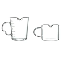 set of 2 glass milk jug twin spout pouring coffee cream sauce jug barista craft coffee latte milk frothing jug pitcher