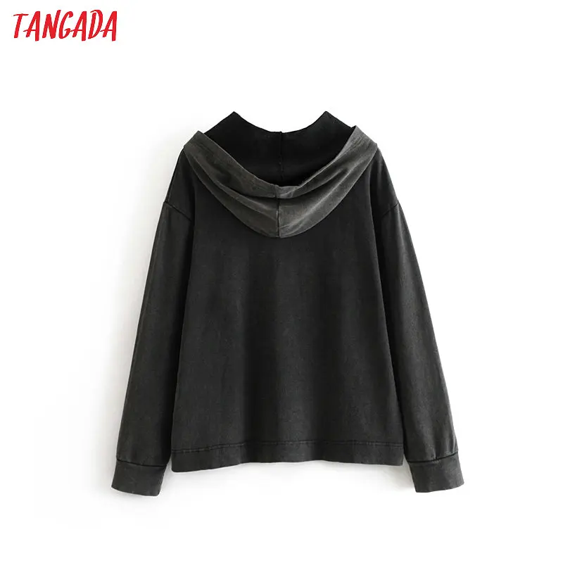 Tangada, женские свитшоты с животным принтом, милые, женские толстовки с капюшоном больших размеров с длинным рукавом, топы с капюшоном 3H346