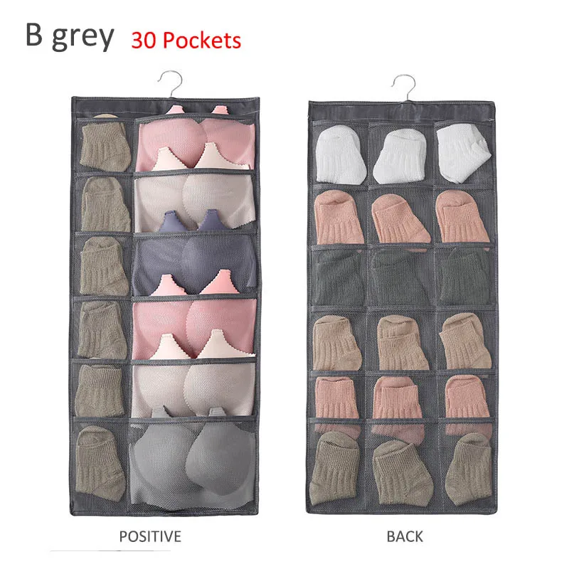 B grey 1 шт., двухсторонняя сумка для нижнего белья, многофункциональная моющаяся сумка для хранения бюстгальтера, органайзер для спальни, гостиной - Цвет: B grey