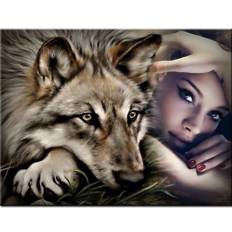 

5D Diamond Painting Animal Cross Stitch Wolf Diamond Art Embroidery Mosaic Full Square/Round Drill Rhinestone Picture Home Decor