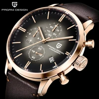 pagani design 2720 quartz analog movement supplement chronograph leather strap automatic date stainless steel case waterproof