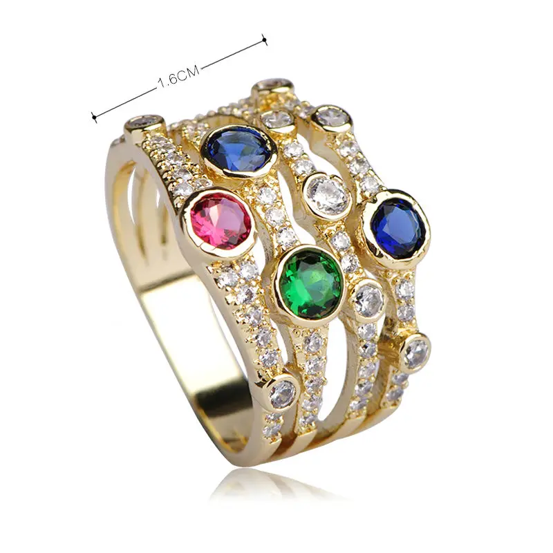 MECHOSEN Сверкающие Красочные кольца для мужчин и женщин со стразами Свадебные