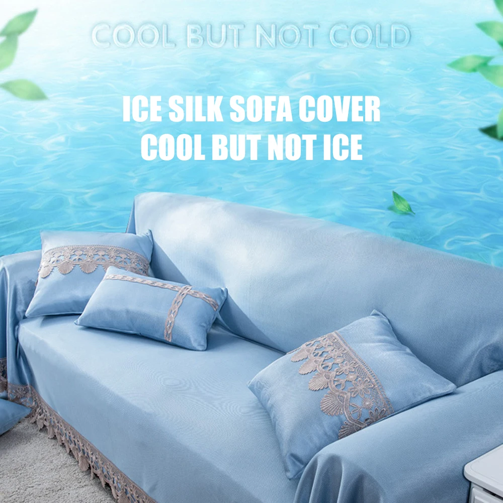 

Solid color Ice silk Sofa Towel Mat Solid Color Knitting Sofa Cover Blanket for Living room Furniture Slipcovers Protect Cushion