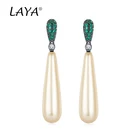 Laya серебро 925 новые модные удлиненные висящие длинные серьги для женщин Свадебные украшения жемчужные темперамент кубического циркония бохо подарок