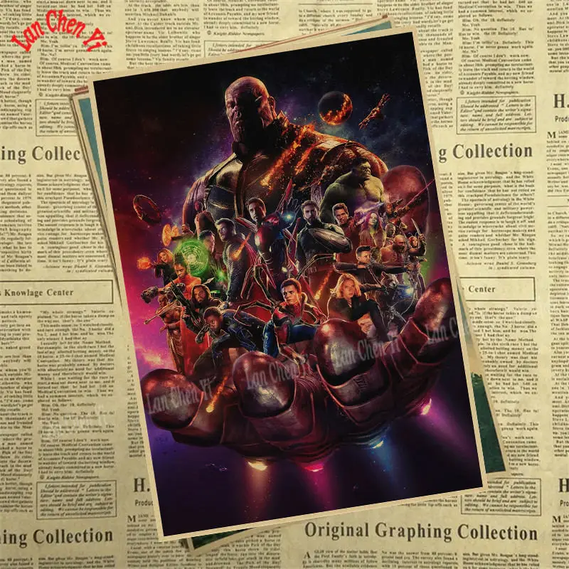 Красный Marvel Фильм Мстители: эндшпиль крафт-бумага плакат художественный напечатанный номер живопись наклейки на стену - Цвет: Красный