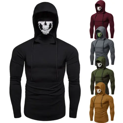 

Hommes dcontract manches longues 370# masqu sweat capuche veste pull pull hauts 2019