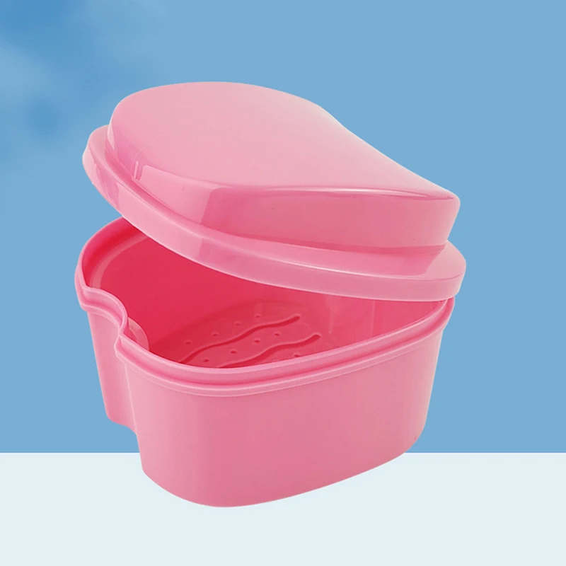 

Denture Bath Box Cleaning Teeth Case Dental False Teeth Storage Box With Hanging Net Container Container Denture Boxs Container