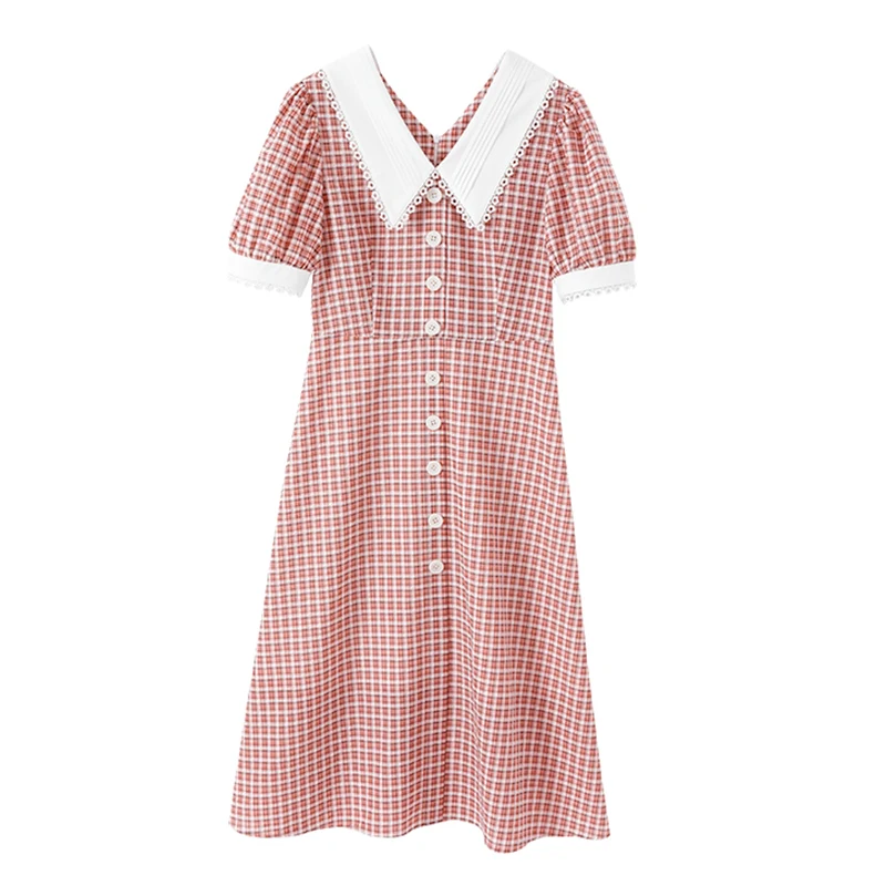 

2021 summer new sweet waist slimming skirt French style fashion trendy plaid temperament dress women