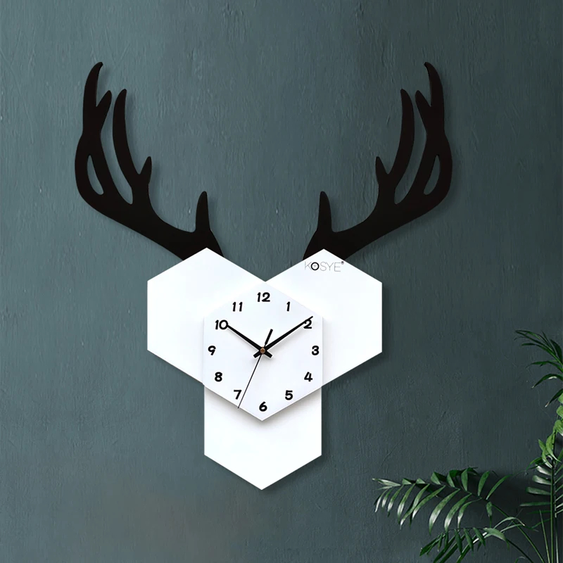 Deer Large Wall Clocks Creative Living Room Mute Home Nordic Reloj Mural Decorativo Simple Decoration AA50WC | Дом и сад