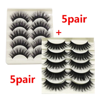 style 7-10Pair 5/10 пар 3D накладные ресницы из меха норки для Для женщин натуральный длинный толстый Поддельные ресниц для наращивания профессиональные ресницы принадлежности для макияжа - Цвет: style 7-10Pair