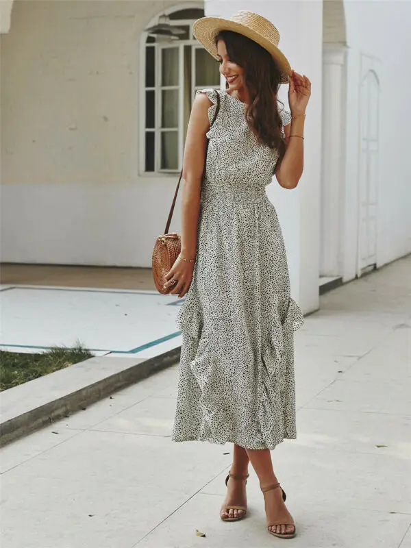 Женское длинное платье миди с цветочным принтом в стиле бохо сарафан разрезом