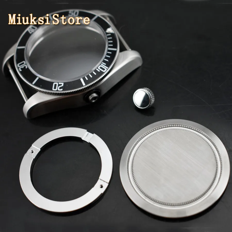 Часы с сапфировым стеклом черная рамка 41 мм серебристый чехол подходит для часов