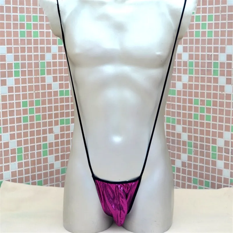 Strappy G String for Man Gay Bling Sequins Sexy &quotV" Back Penis Pouch Thong Underwear Mini Bikini Beach/Bathing Wear |