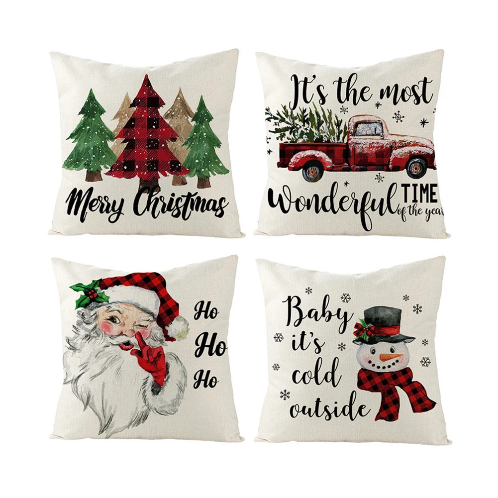 

Наволочка для подушки с принтом, декоративная наволочка для дивана в автомобиле, наволочки, Рождественское украшение, 2021 для домашнего дива...