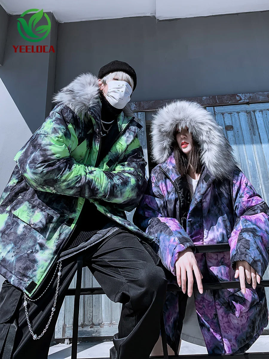 Камуфляжная куртка с меховым воротником пальто в стиле хип-хоп Мужская