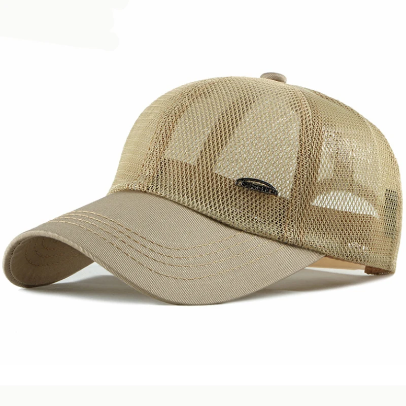 

HT2463 Mesh Cap Spring Summer Sun Cap for Men Women Breathable Baseball Cap Solid Plain Adjustable Trucker Cap Men Women Sun Hat