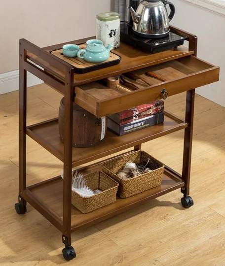 

Removable sofa small coffee table tea rack living room side cabinet locker with round small tea table corner table