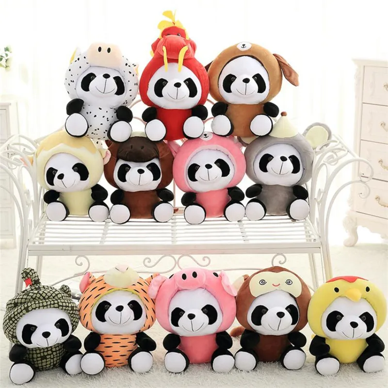 

20/40cm Kawaii Chinese Zodiac Panda Plush Toy Stuffed Soft Animals Mouse Cattle Dog Rabbit Doll Cute Christmas Gift for Children