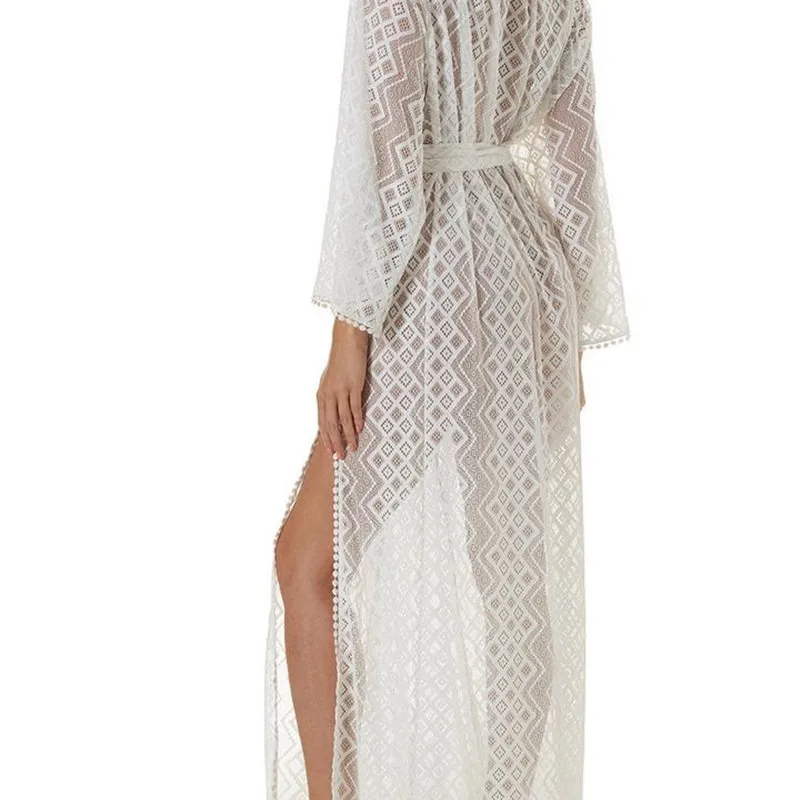 Beach Dresses Swimsuits Tunic Covered Woman Women Swimwear Wear Pareo For Lace Embroidery Strap Dress Outside Upper Garment | Женская