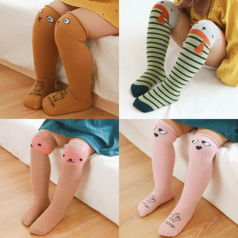 

3pairs Baby Knee High Socks Unisex Lovely Spring Autumn Soft Cotton Cartoon Animal Stripe Girls Boys Kids Baby Toddler Socks