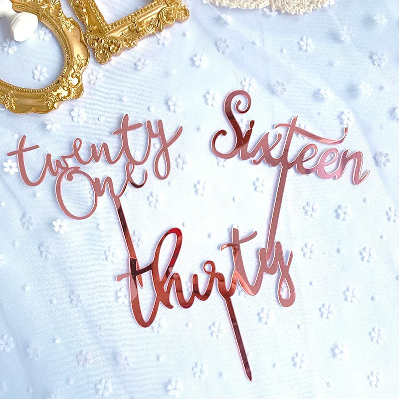 

Pink Acrylic"16 21 30"Happy Birthday Cake Topper Sixteen Twenty One Thirty Cake Toppers for Kids Birthday Party Cake Decorations