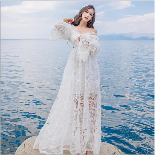 2019 осеннее Новое винтажное темпераментное длинное женское платье с кружевной