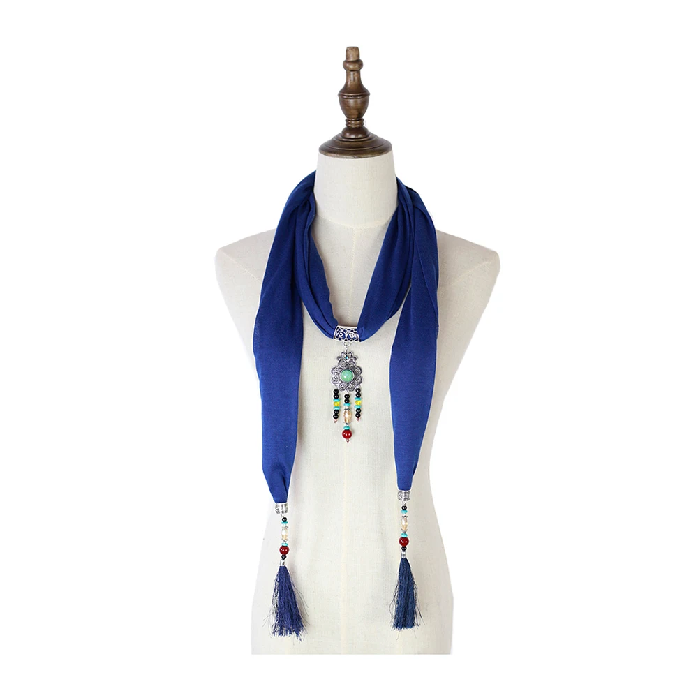 Женский шарф-Джерси с подвеской ювелирные изделия хиджаб ожерельем шарф