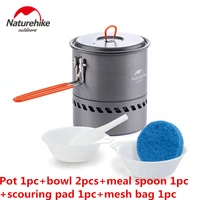 naturehike factory outdoor camping heat retention pot cookware aluminum alloy pots energy saving folding handle picnic tableware