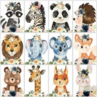 HUACAN краска по номеру слон животные наборы для взрослых ручная краска ed DIY окраска по номеру Лев Catoon на холсте украшение дома