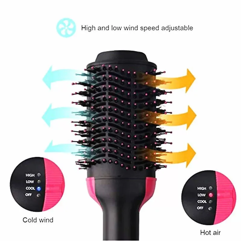 

Hair Dryer Hot Air Brush and Volumizer Hair Straightener Curler 4 In 1 Comb Roller One Step Electric Ion Blow Dryer Brush