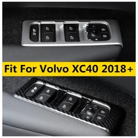 car inner armrest window lift switch button panel frame cover trim carbon fiber matte accessories for volvo xc40 2018 2022