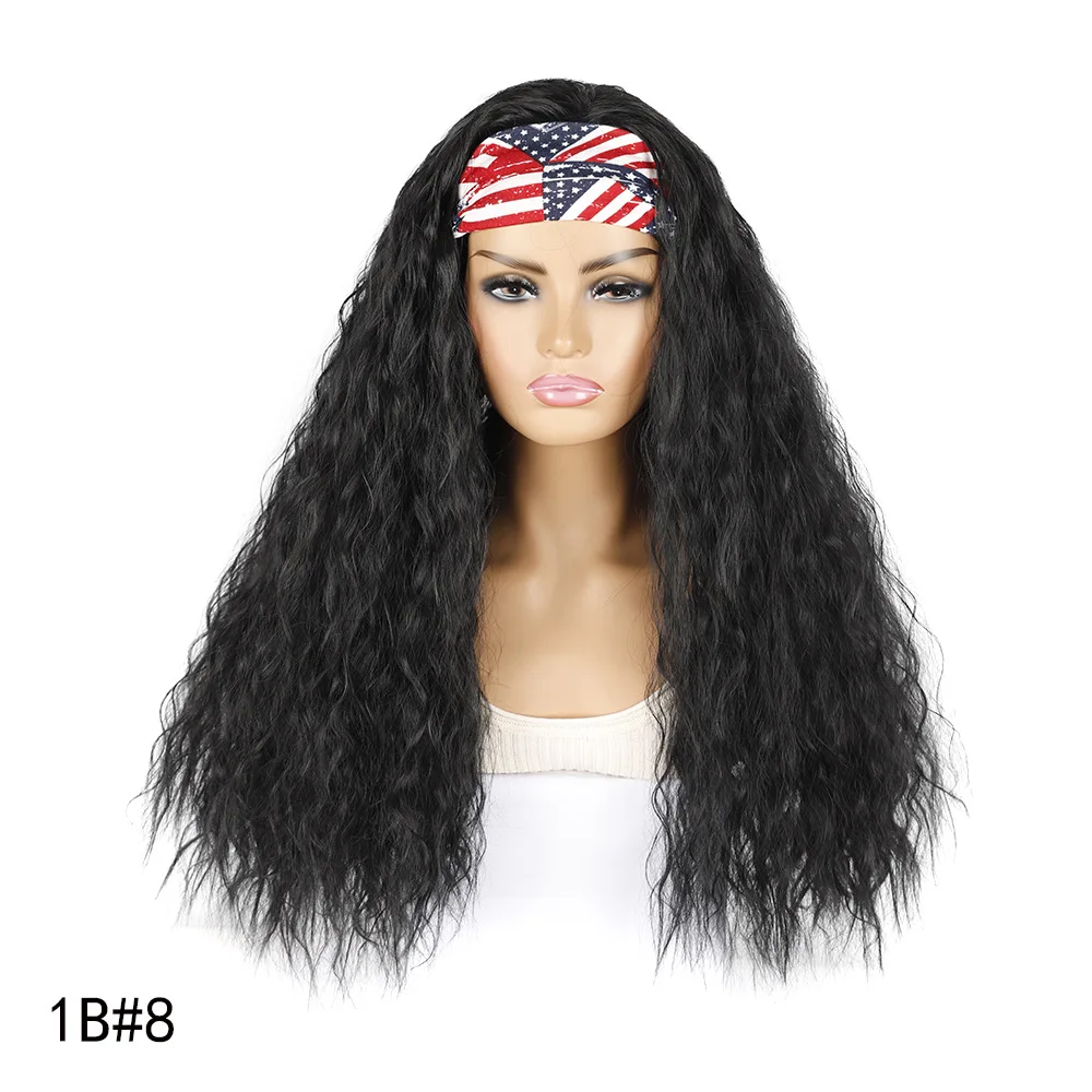 

DAN BO Corn Perm Long Curly Hair Wig Black Women No Gel Hair Band Wig Suitable for Daily Use or Party