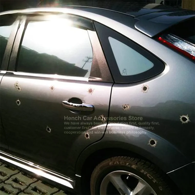 

2021 Car Shape 3D Fake Bullet Hole Gun Shooting Funny Car Helmet Sticker Decal Logo Symbol Creative Personality Sticker