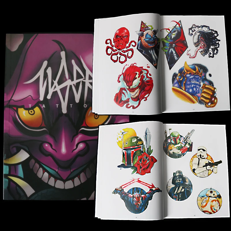 

Tattoo Book Album Stencil Drawing Manuscript Warrior Cheetah Ghost Skeleton Cartoon Style Movies Small Fresh Patterns Tattoos