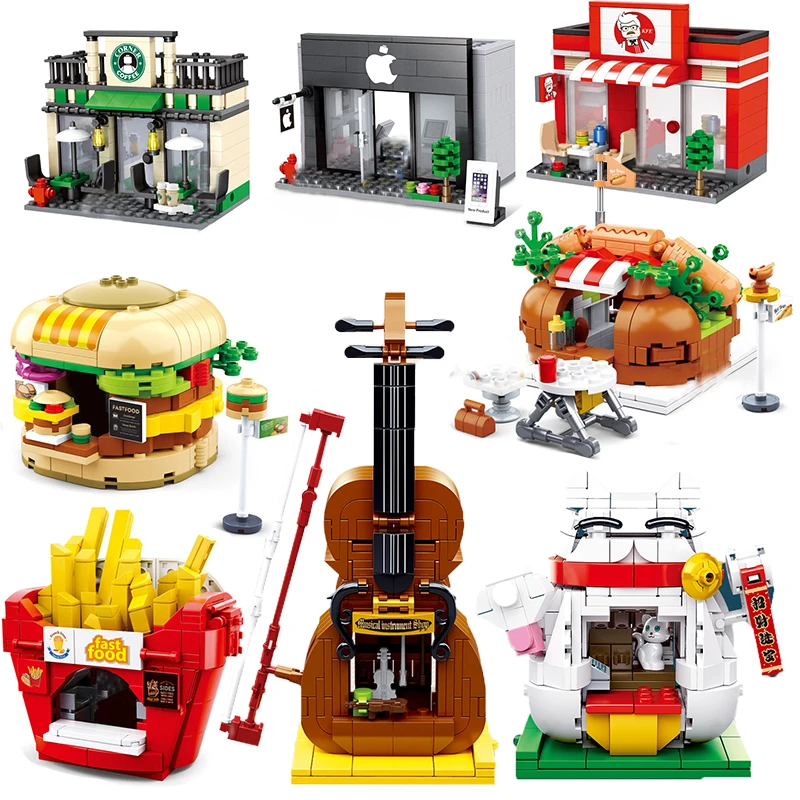 Розничный магазин Архитектура город миниатюрный Вид из окна Строительные блоки