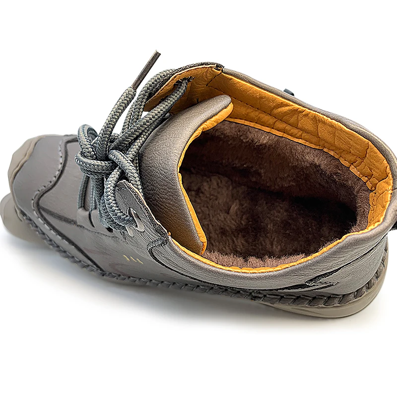 Модные мужские ботинки плюшевые кожаные ковбойские ботильоны теплые зимние с