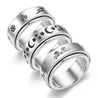 Крутящиеся открывалки для бутылок asJerlya из нержавеющей стали, кольца для мужчин, кольца в виде Луны, звезды, кота, молнии, снежинки, капли дождя, тревожное кольцо для женщин и мужчин