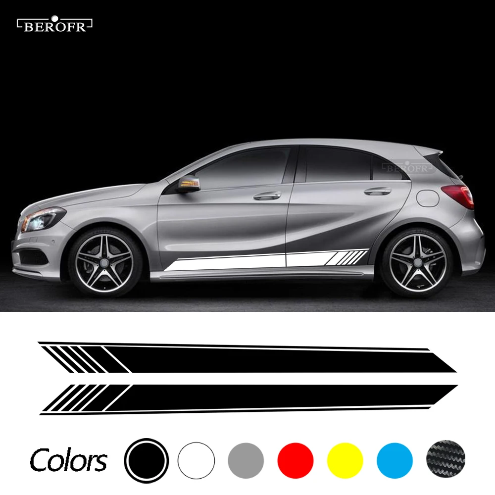 

2Pcs Car Side Sticker Sport Stripe Vinyl Racing Decal for Mercedes Benz W176 A Class A180 A200 A250 A45 AMG Styling Accessories