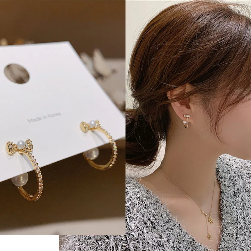 Серьги-клипсы женские золотистого цвета с искусственным жемчугом каффы 1 пара |