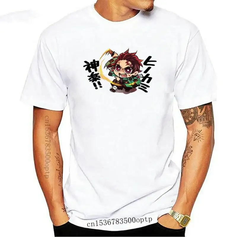 

Дизайнерская мужская хлопковая футболка с коротким рукавом, топ с японским Аниме Манга, Tanjiro Kamado, подарок для истребителей демонов, Kimetsu No Yaiba