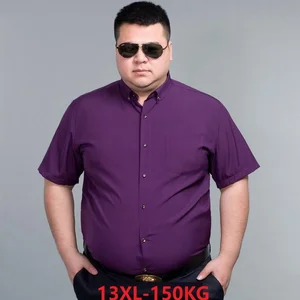 Мужская деловая рубашка с короткими рукавами, летняя рубашка фиолетового, синего цвета, большие размеры 10XL 14XL, 7XL 8XL 9XL, 60 62 64 66
