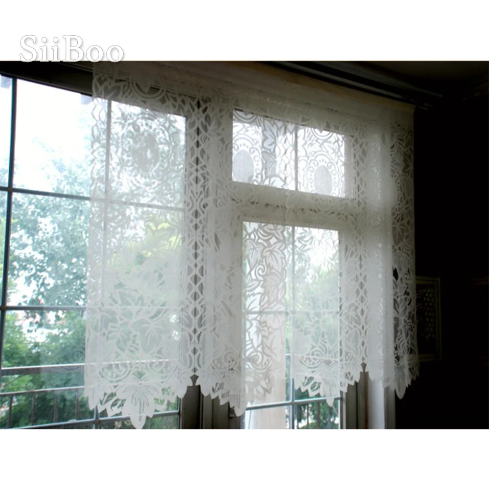 Отбеленная сетчатая занавеска с вышивкой в корейском пасторальном стиле белыми