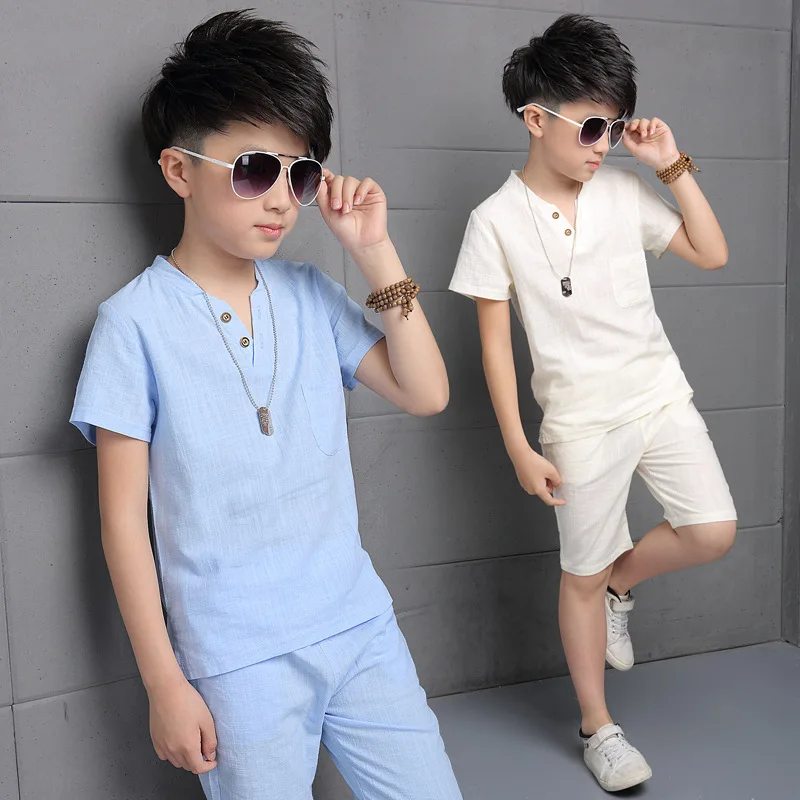 Summer Boys Clothing Set Teenage Kids Tracksuit Cotton Short Sleeve T Shirt &amp Pants Casual 8 9 10 11 12 Years Child Boy Clothes | Детская