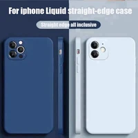 for iphone series straight edge liquid phone case iphone 12 case 1112promax liquid silicone xs x protective cover xr soft case